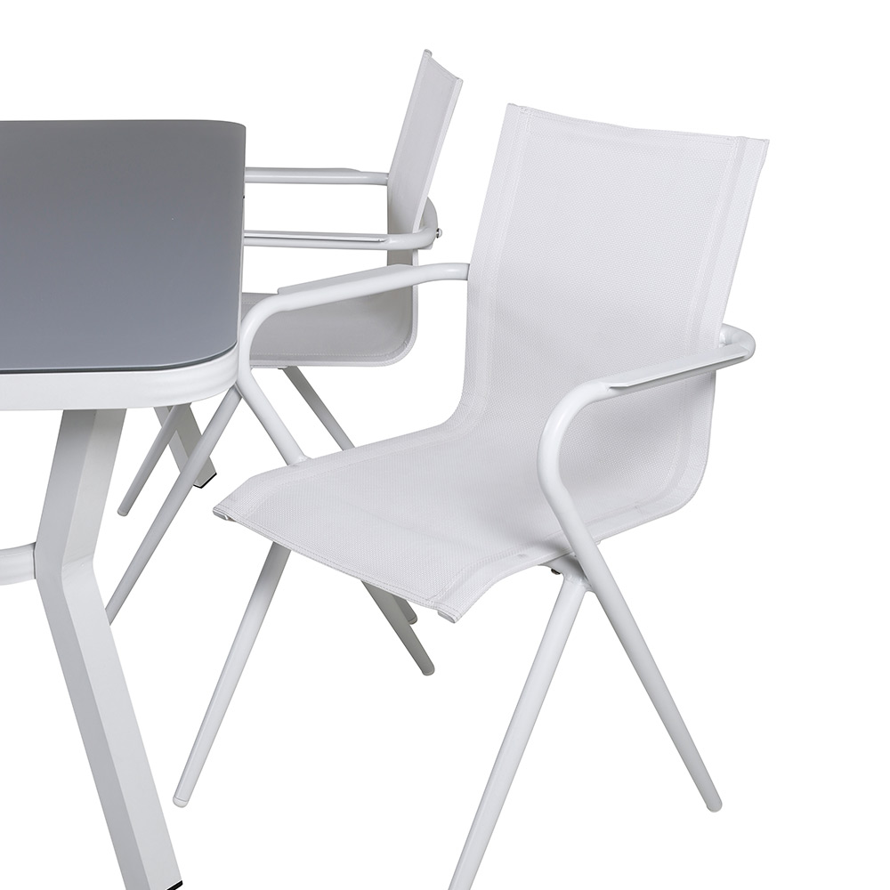 Matgrupp Utomhus Venture Home Vyn Vit med 4 Anve Trädgårdsstolar