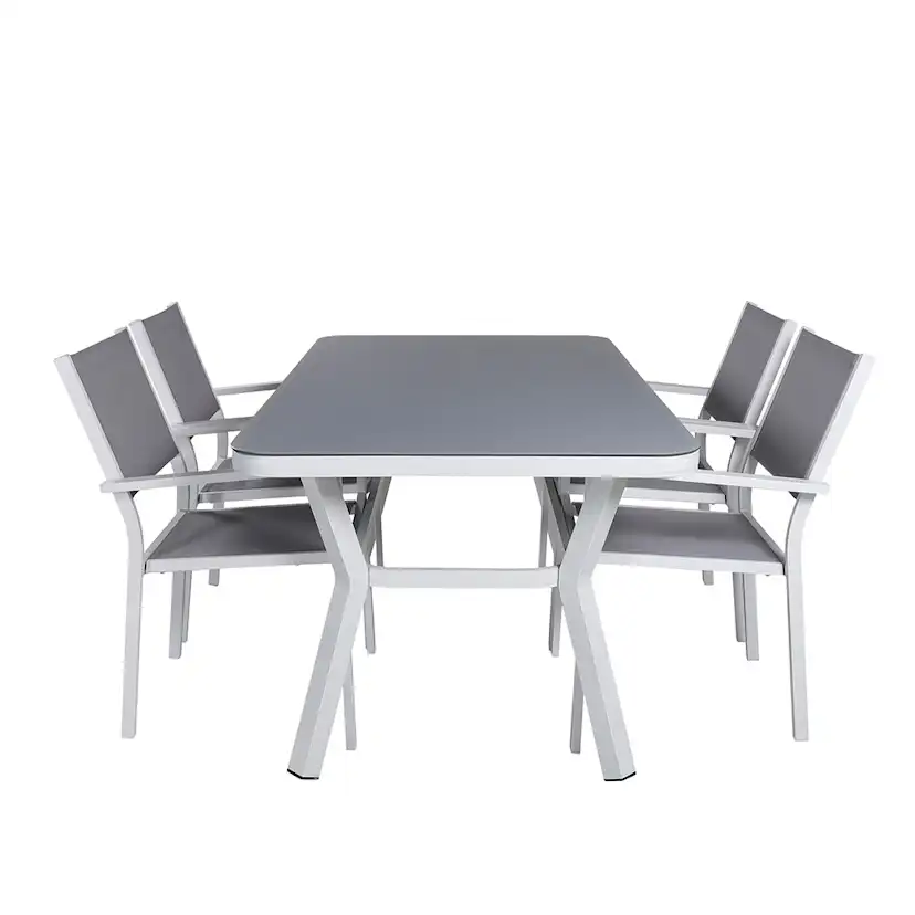 Matgrupp Venture Home Vyn Vit med 4 Curz Stapelbara Matstolar