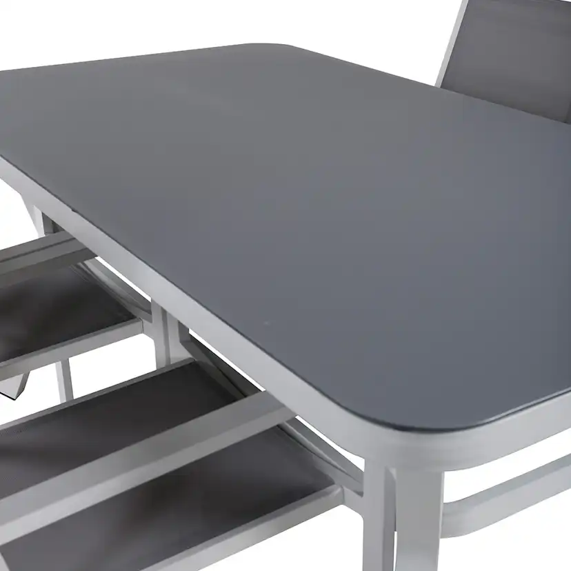 Matgrupp Venture Home Vyn Vit med 4 Curz Stapelbara Matstolar