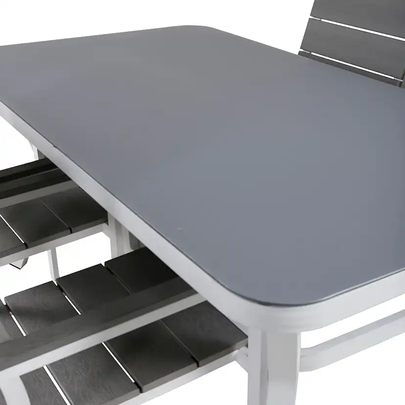 Matgrupp Utomhus Venture Home Vyn med 4 Lede Stapelbara Trädgårdsstolar