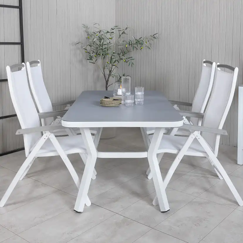 Matgrupp Utomhus Venture Home Vyn med 4 Arz Trädgårdsstolar Vit