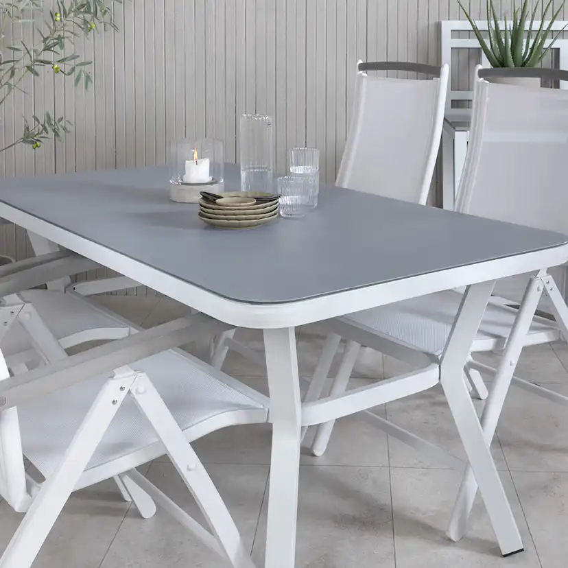 Matgrupp Utomhus Venture Home Vyn med 4 Arz Trädgårdsstolar Vit