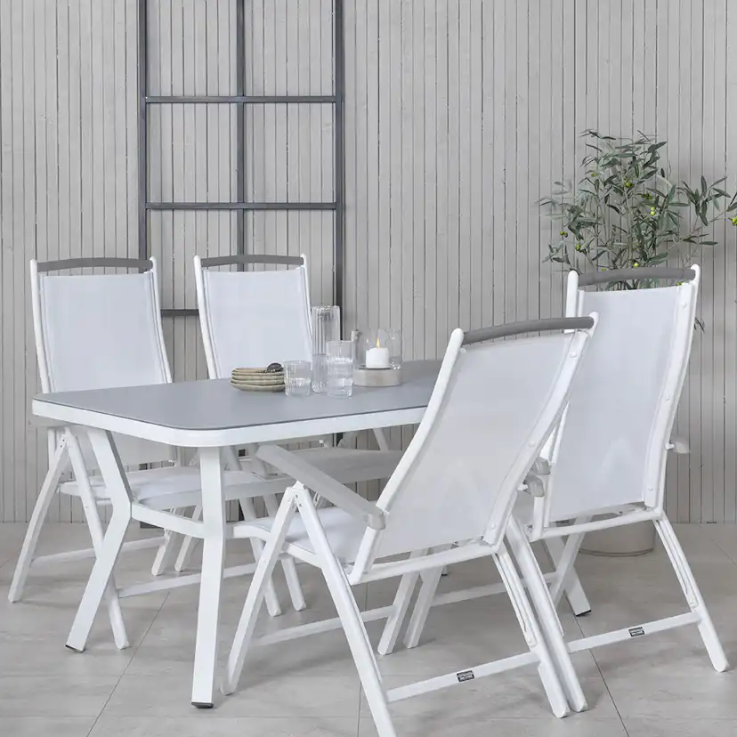 Matgrupp Utomhus Venture Home Vyn med 4 Arz Trädgårdsstolar Vit