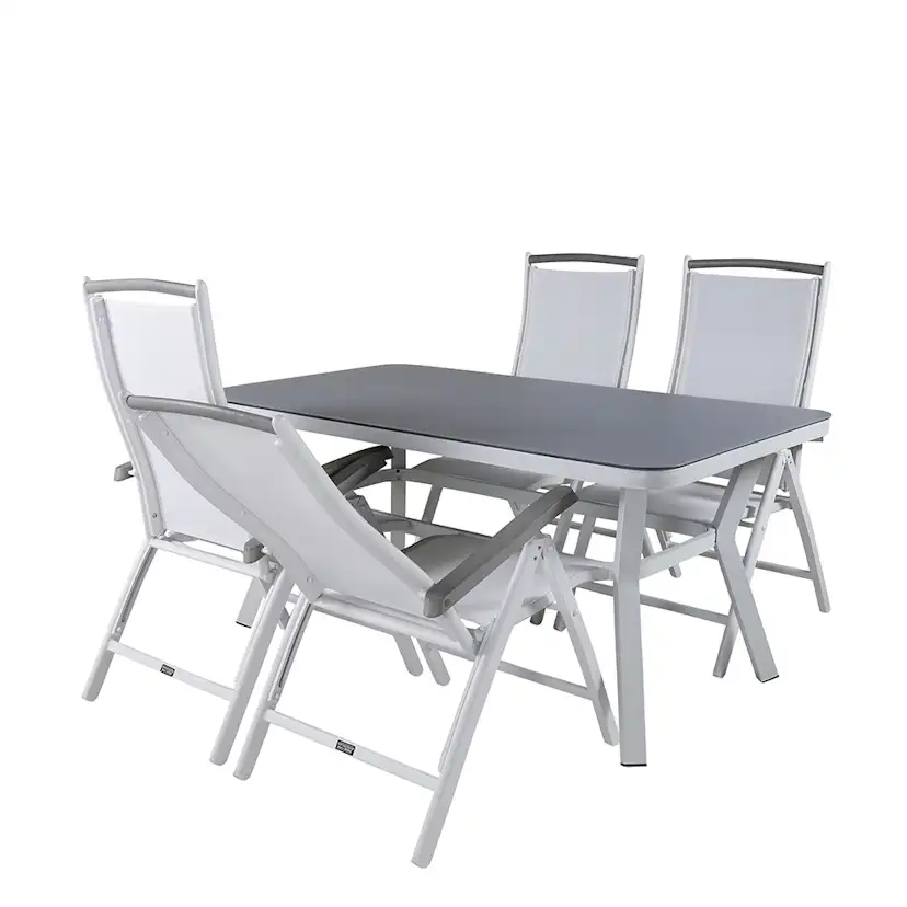 Matgrupp Utomhus Venture Home Vyn med 4 Arz Trädgårdsstolar Vit