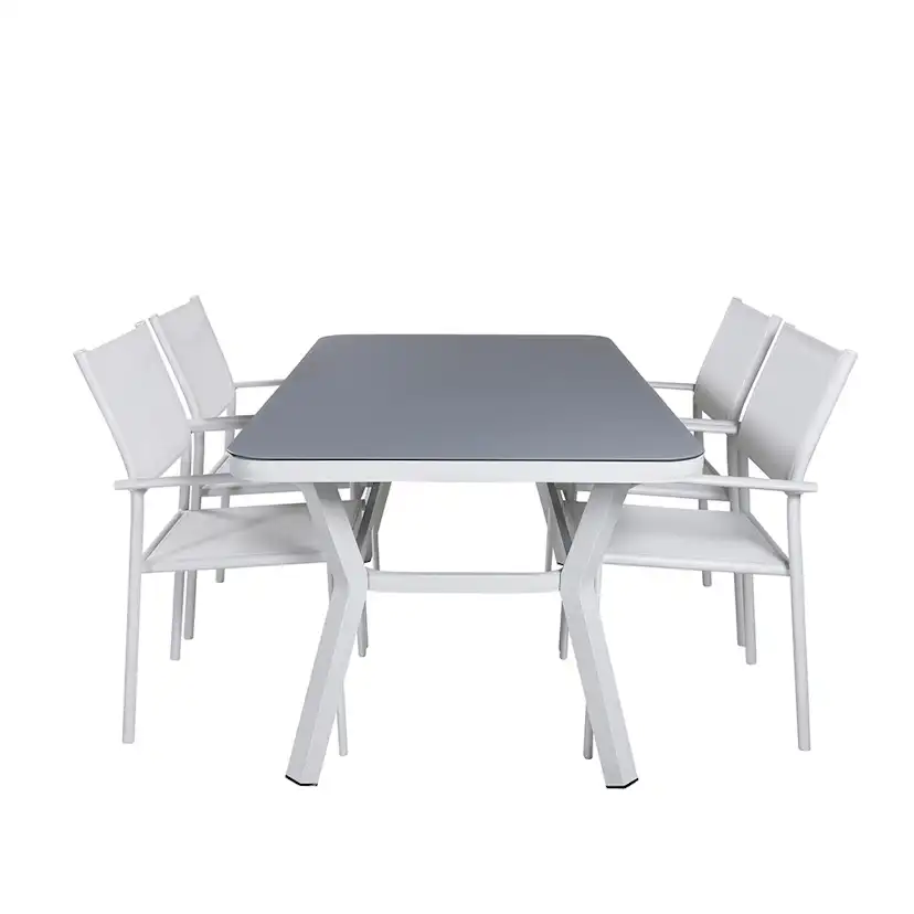 Matgrupp Venture Home Vyn Vit med 4 Samba Stapelbara Matstolar