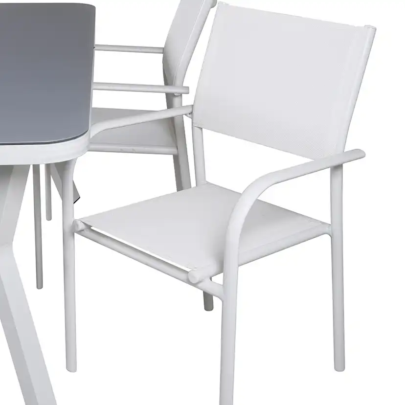 Matgrupp Venture Home Vyn Vit med 4 Samba Stapelbara Matstolar