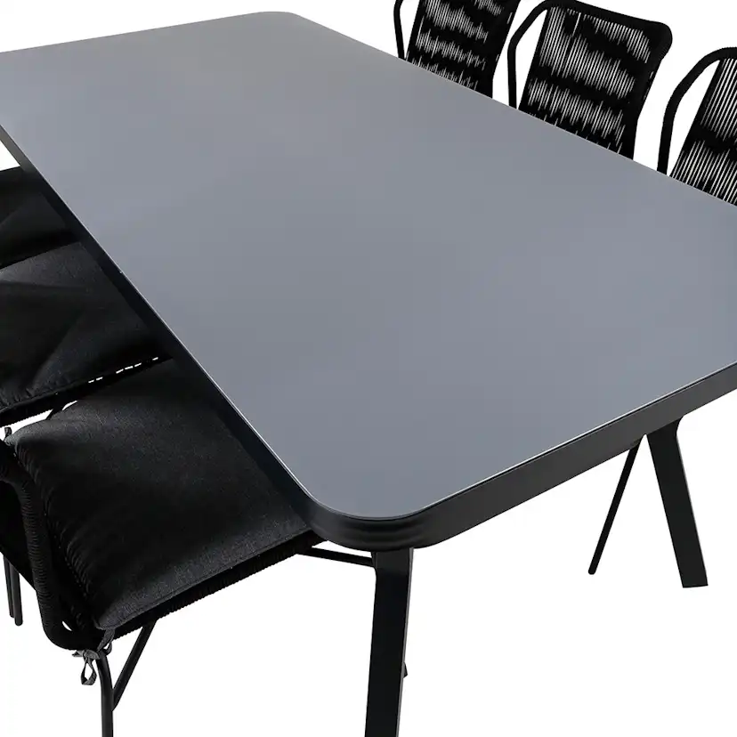 Matgrupp Utomhus Venture Home Vyn med 6 Julle Stapelbara Trädgårdsstolar