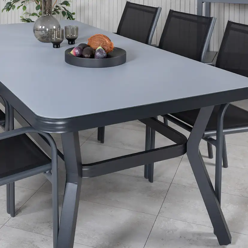 Matgrupp Utomhus Venture Home Vyn med 6 Samba Stapelbara Trädgårdsstolar