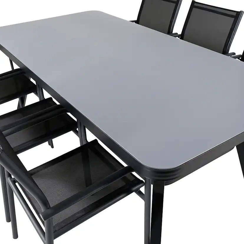 Matgrupp Utomhus Venture Home Vyn med 6 Samba Stapelbara Trädgårdsstolar