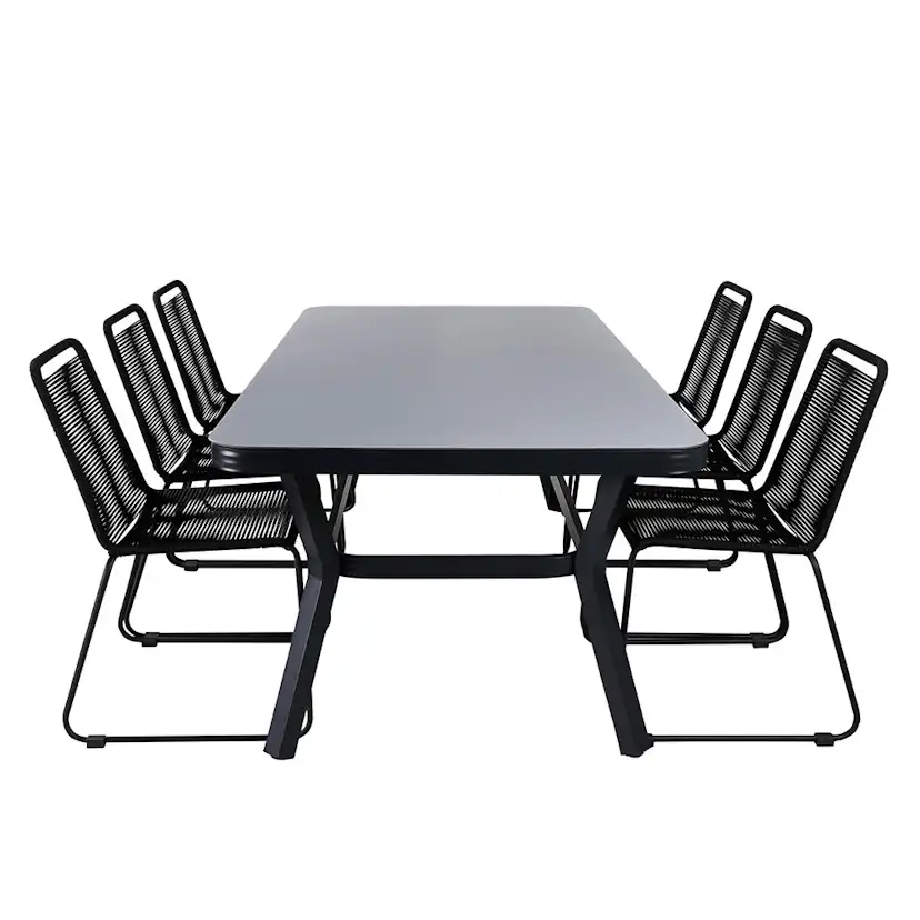 Matgrupp Utomhus Venture Home Vyn med 6 Lumi Stapelbara Trädgårdsstolar