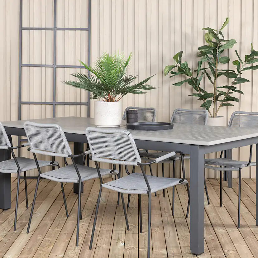 Matgrupp Utomhus Venture Home Aleyna 224 med 6 Leon Trädgårdsstolar