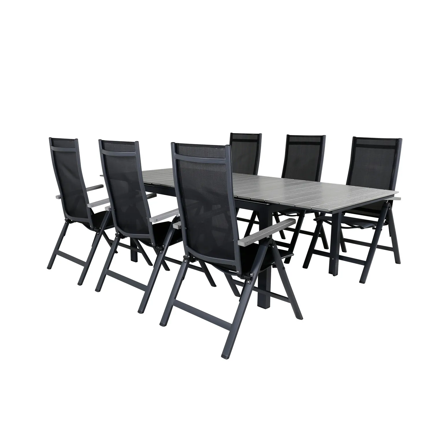 Matgrupp Venture Home Lova 160 Svart med 6 Aleyna Positionsstolar