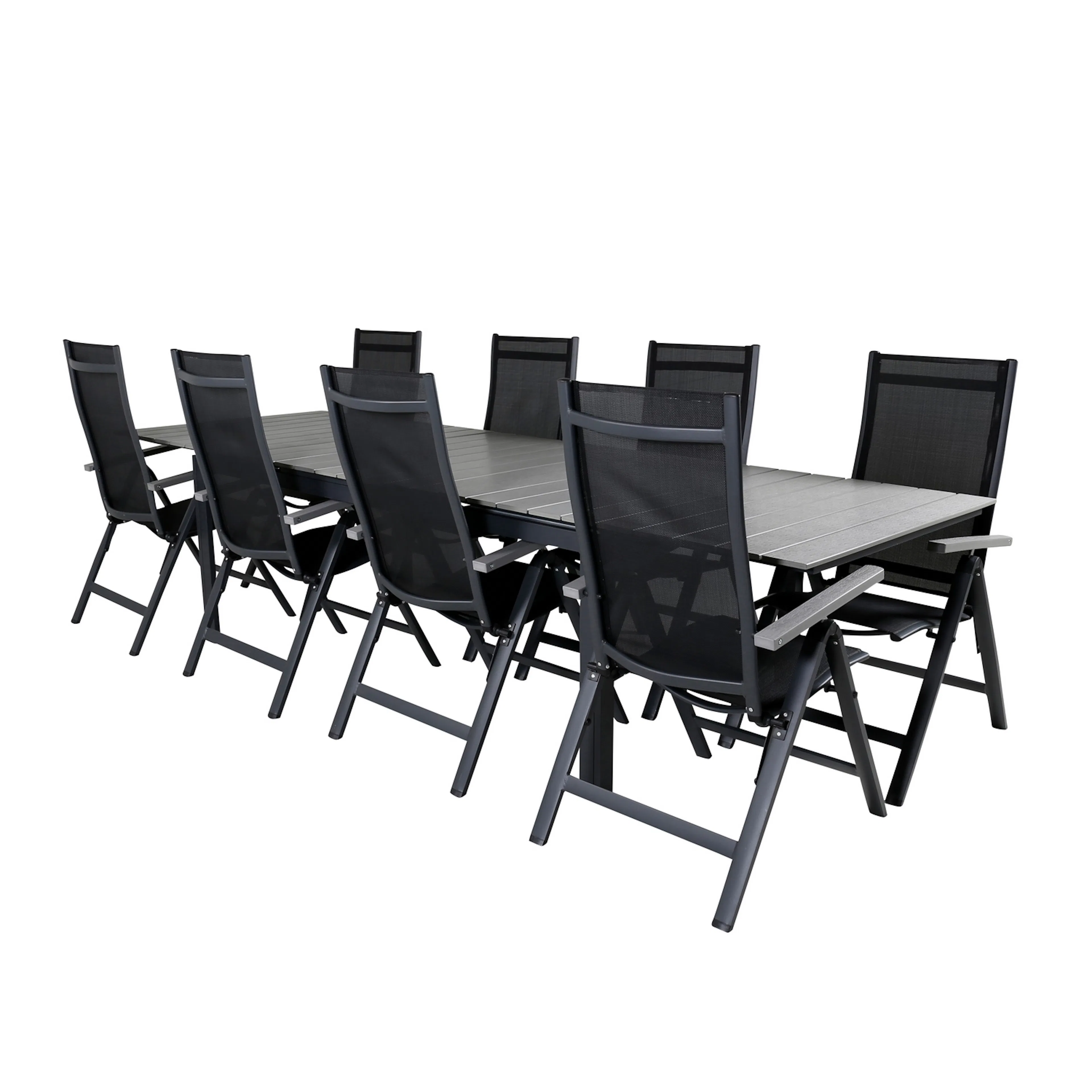 Matgrupp Venture Home Lova 224 Svart med 8 Aleyna Positionsstolar