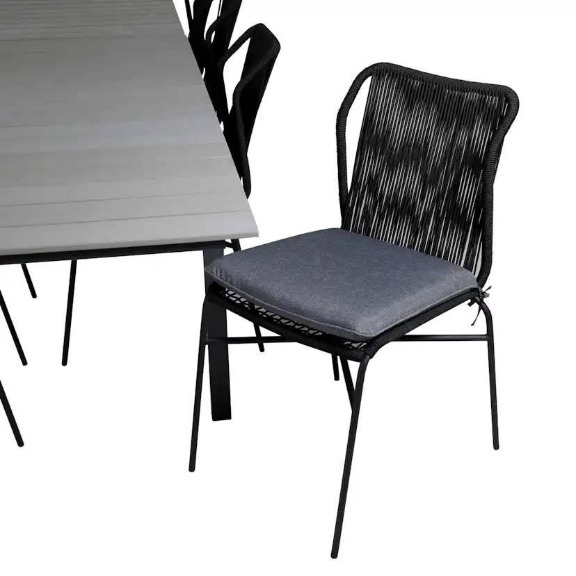 Matgrupp Venture Home Lova med 8 Jefferson Stapelbara Matstolar