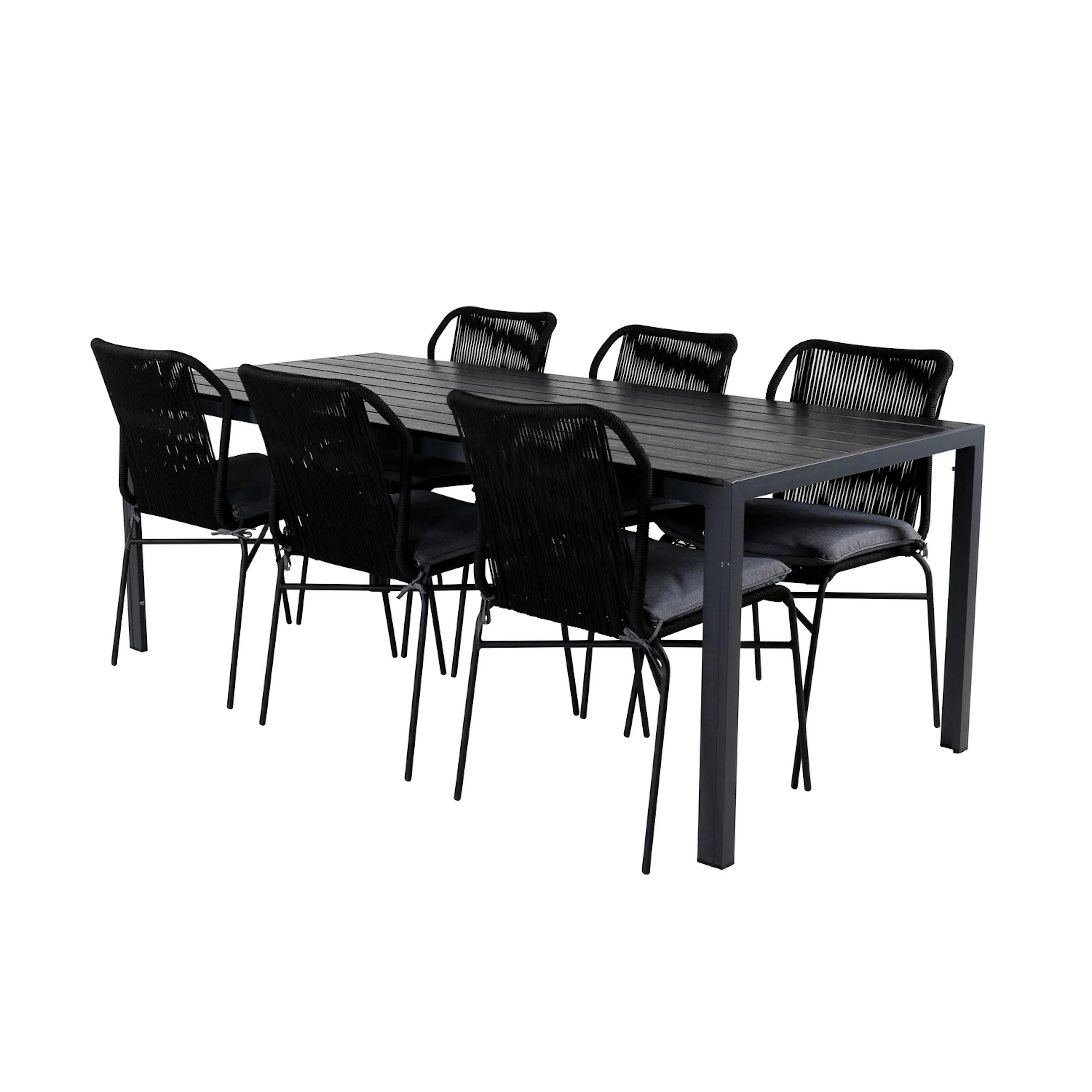 Matgrupp Utomhus Venture Home Bront med 6 Jefferson Stapelbara Trädgårdsstolar