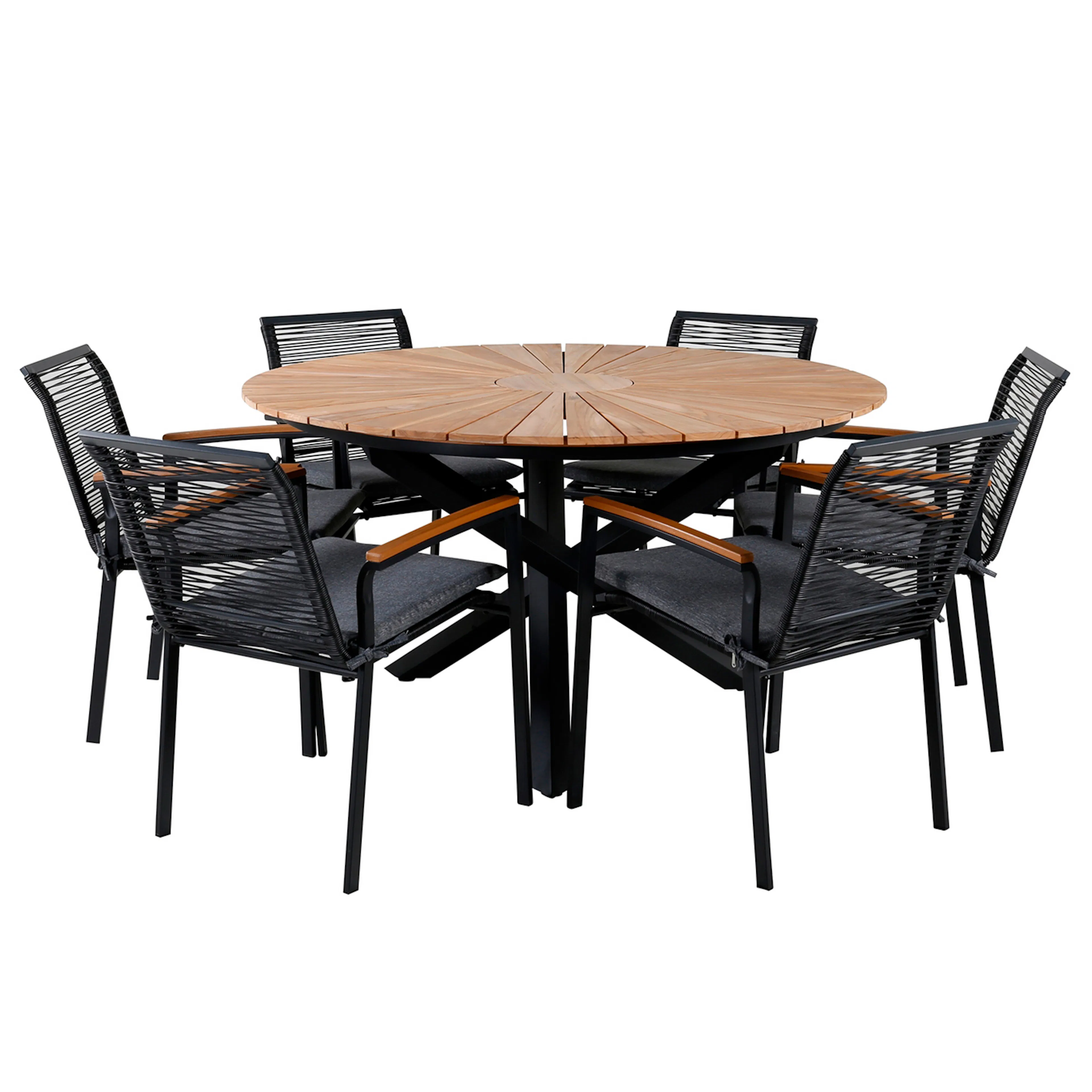 Matgrupp Utomhus Venture Home Meya med 6 Douglas Trädgårdsstolar