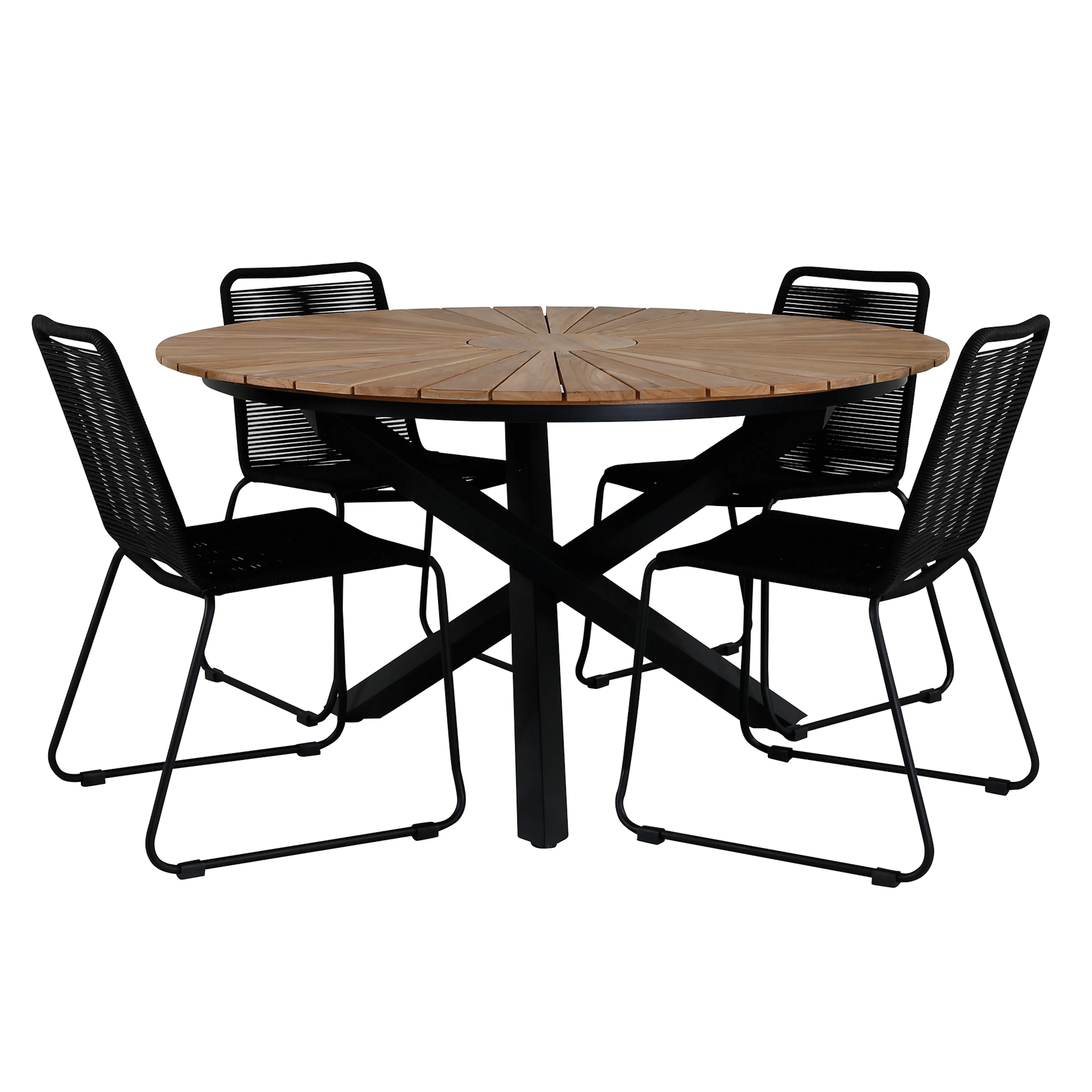 Matgrupp Utomhus Venture Home Mendi Rund med 4 Levi Stol Svart