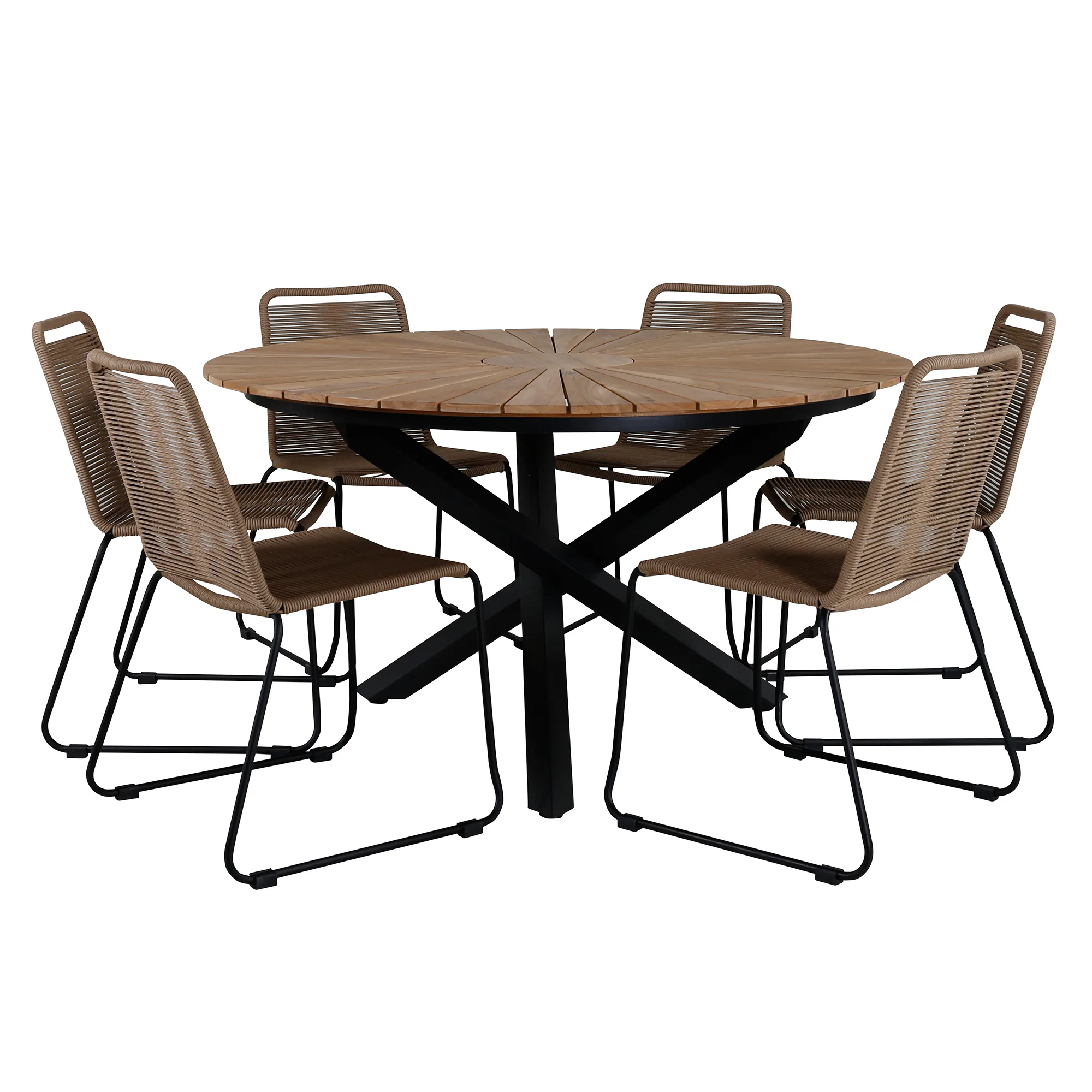 Matgrupp Utomhus Venture Home Mendi Rund med 6 Levi Stol Latte