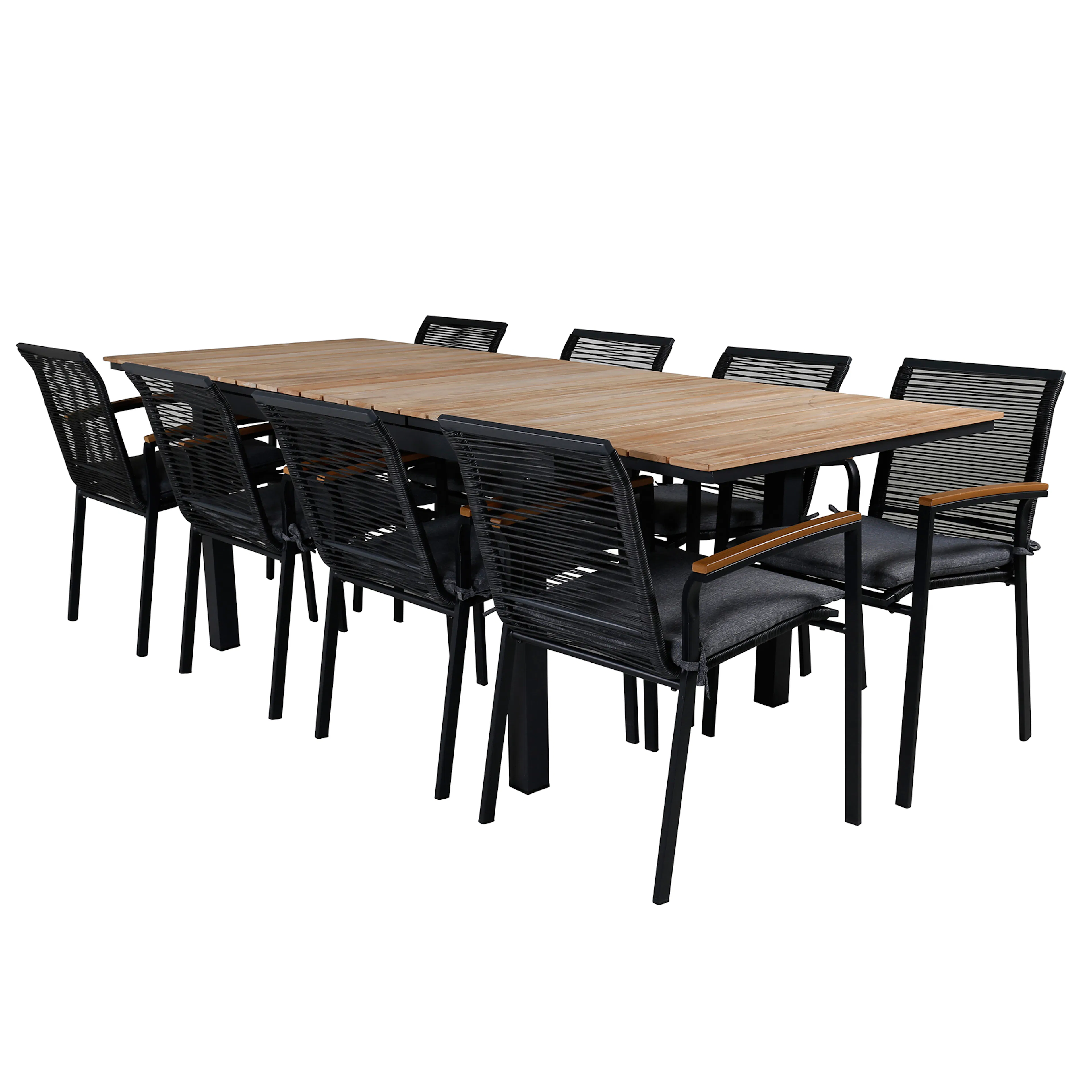 Matgrupp Utomhus Venture Home Mendi med 8 Deni Trädgårdsstolar