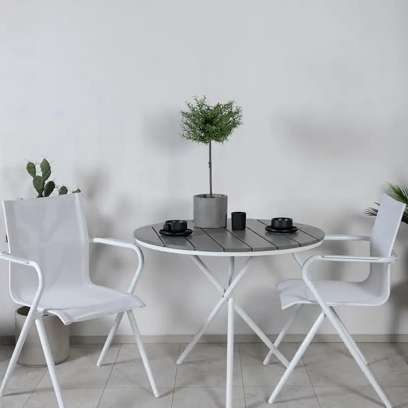 Matgrupp Utomhus Venture Home Pandi Rund med 2 Act Trädgårdsstolar