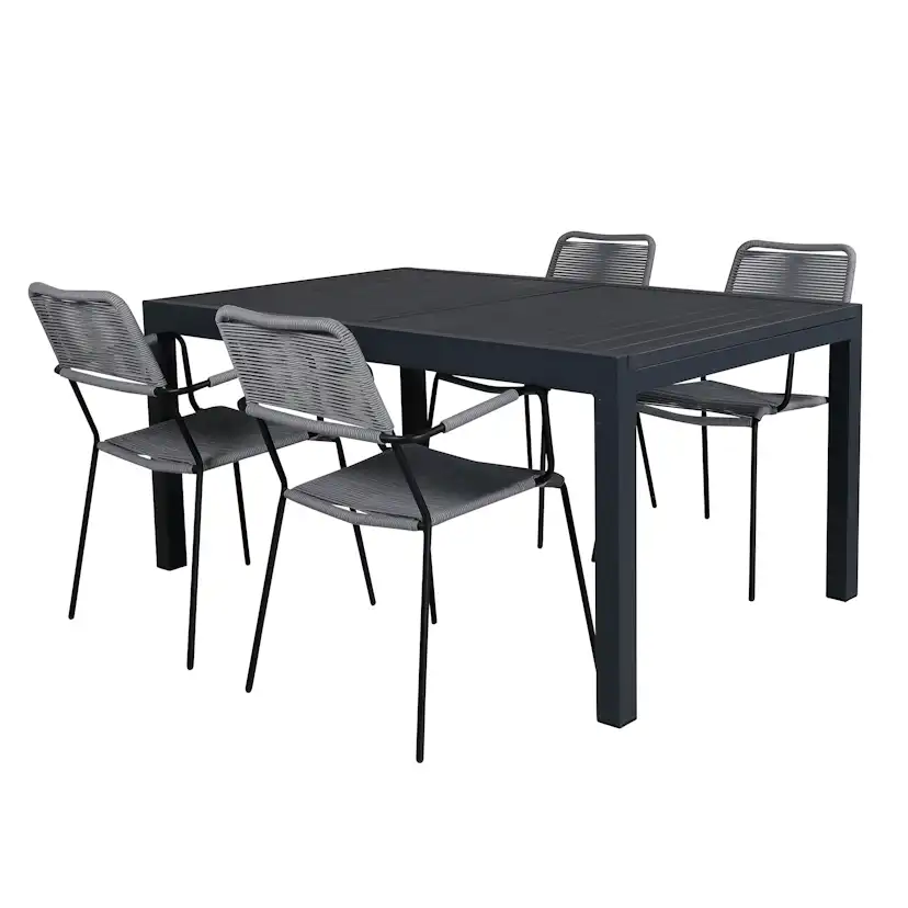 Matgrupp Venture Home Marbella med 4 Levi Stolar Grå