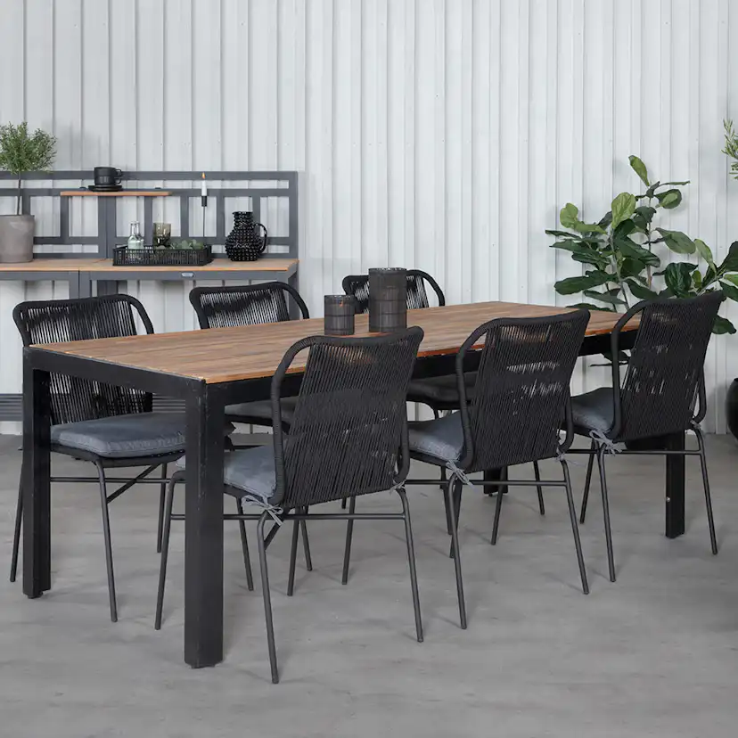 Matgrupp Utomhus Venture Home Bois med 6 Julle Trädgårdsstolar