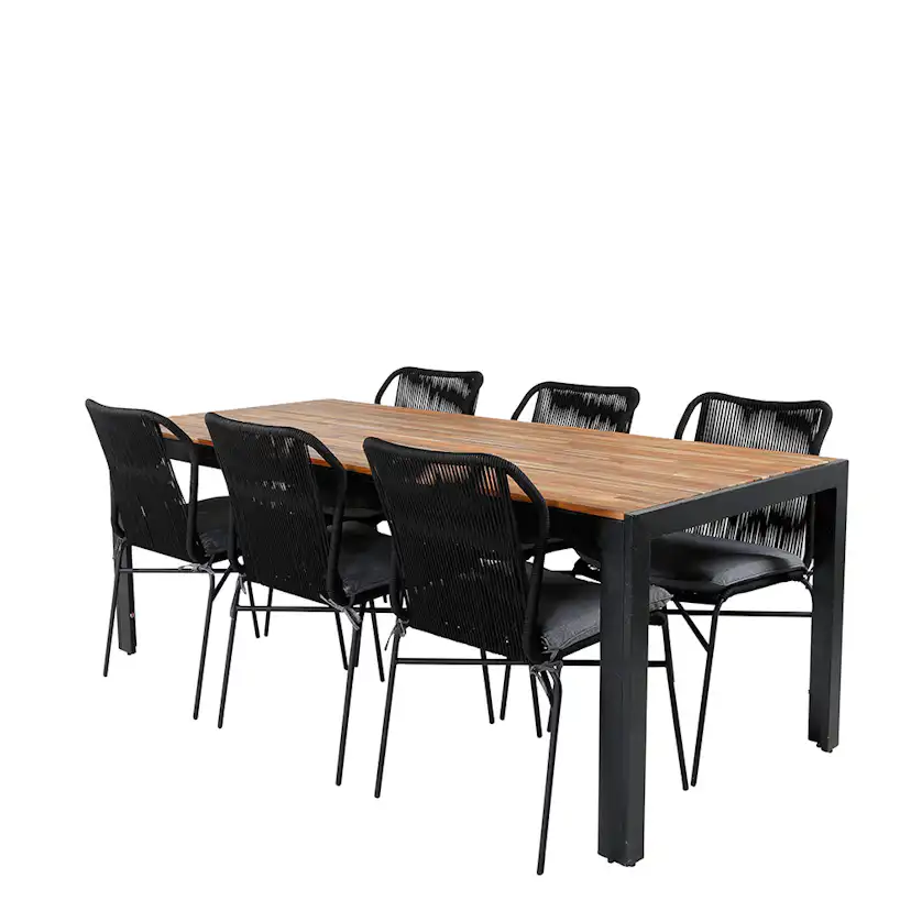 Matgrupp Utomhus Venture Home Bois med 6 Julle Trädgårdsstolar