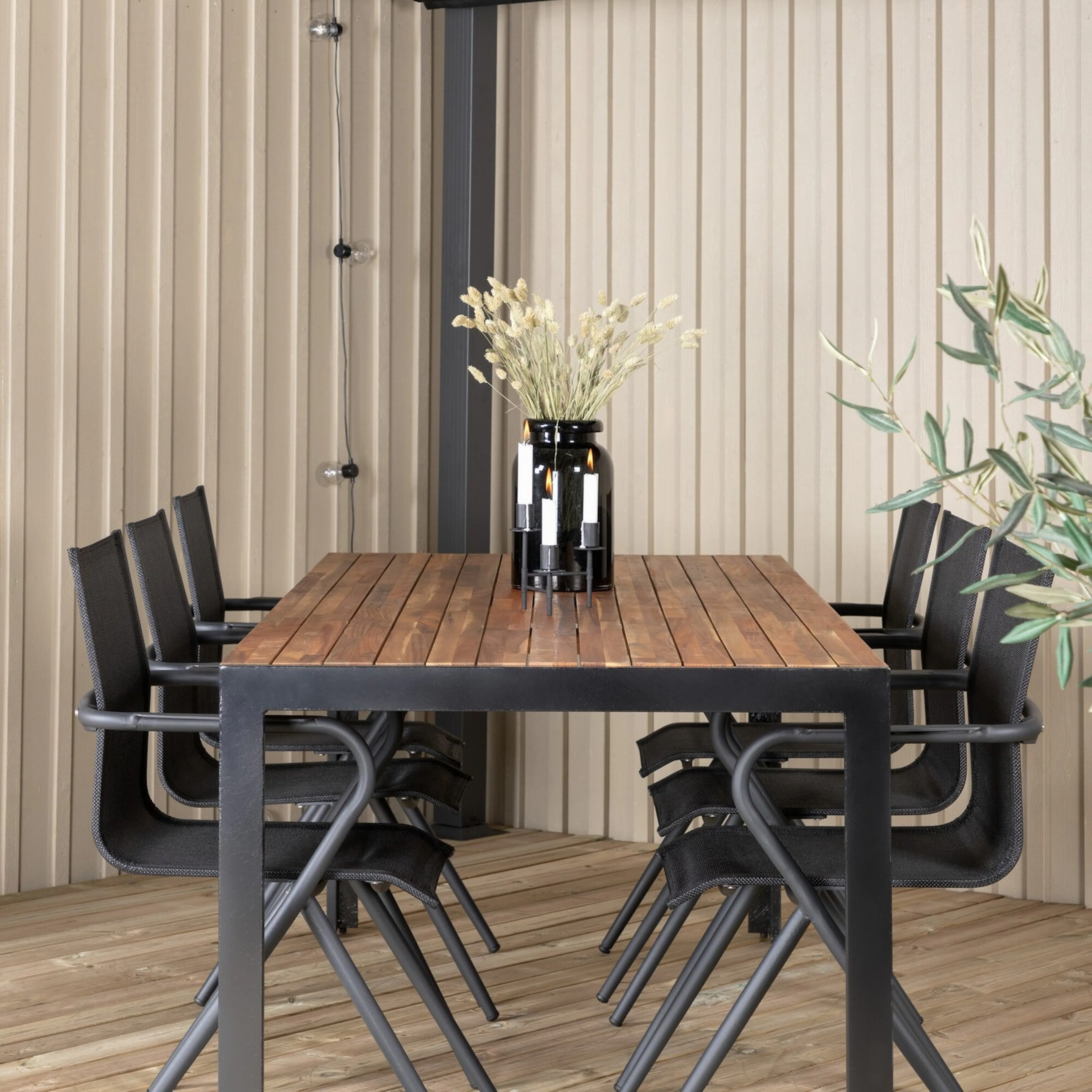 Matgrupp Utomhus Venture Home Bois med 6 Act Trädgårdsstolar