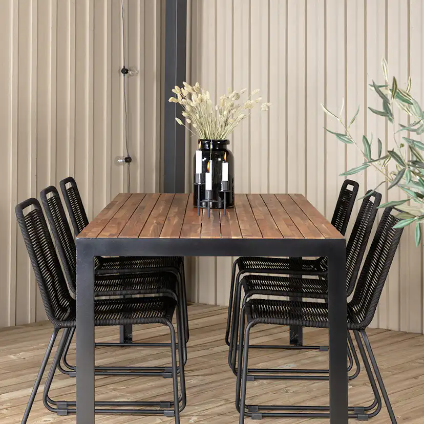 Matgrupp Utomhus Venture Home Bois med 6 Levi Trädgårdsstolar