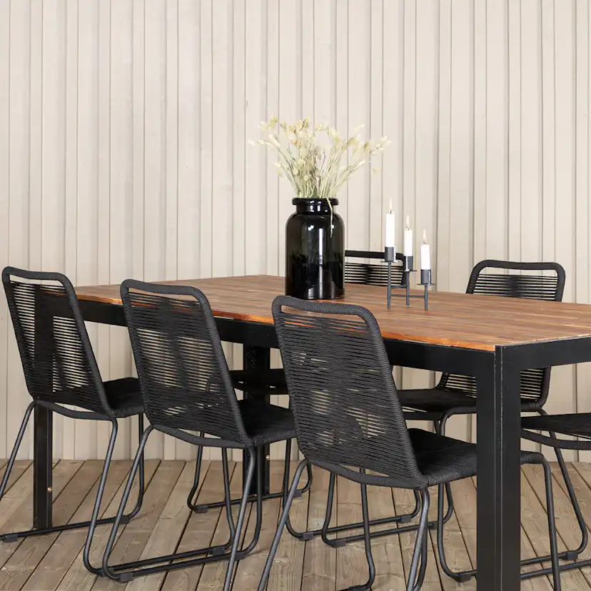 Matgrupp Utomhus Venture Home Bois med 6 Levi Trädgårdsstolar