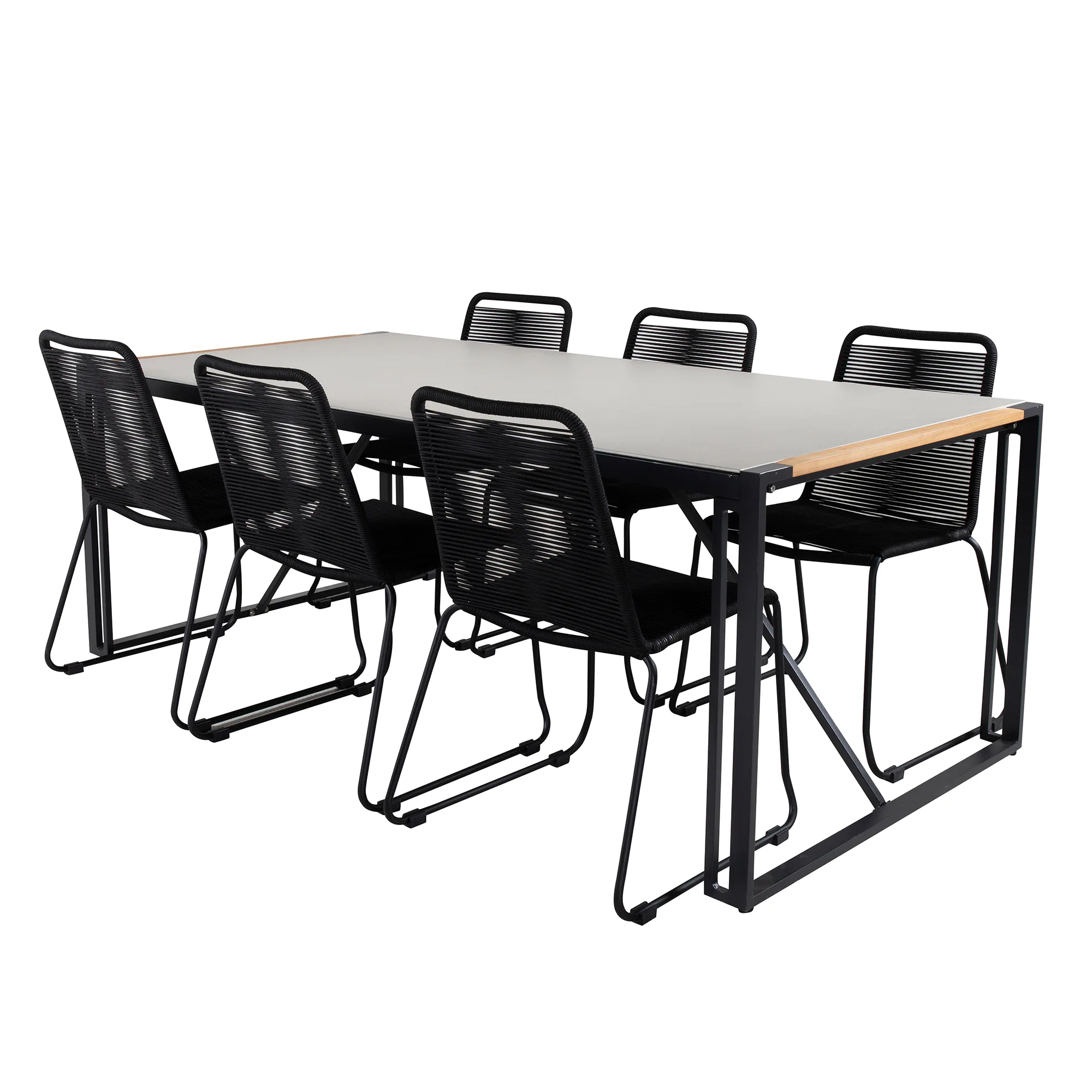 Matgrupp Utomhus Venture Home Texas med 6 Levi Stapelbara Trädgårdsstolar