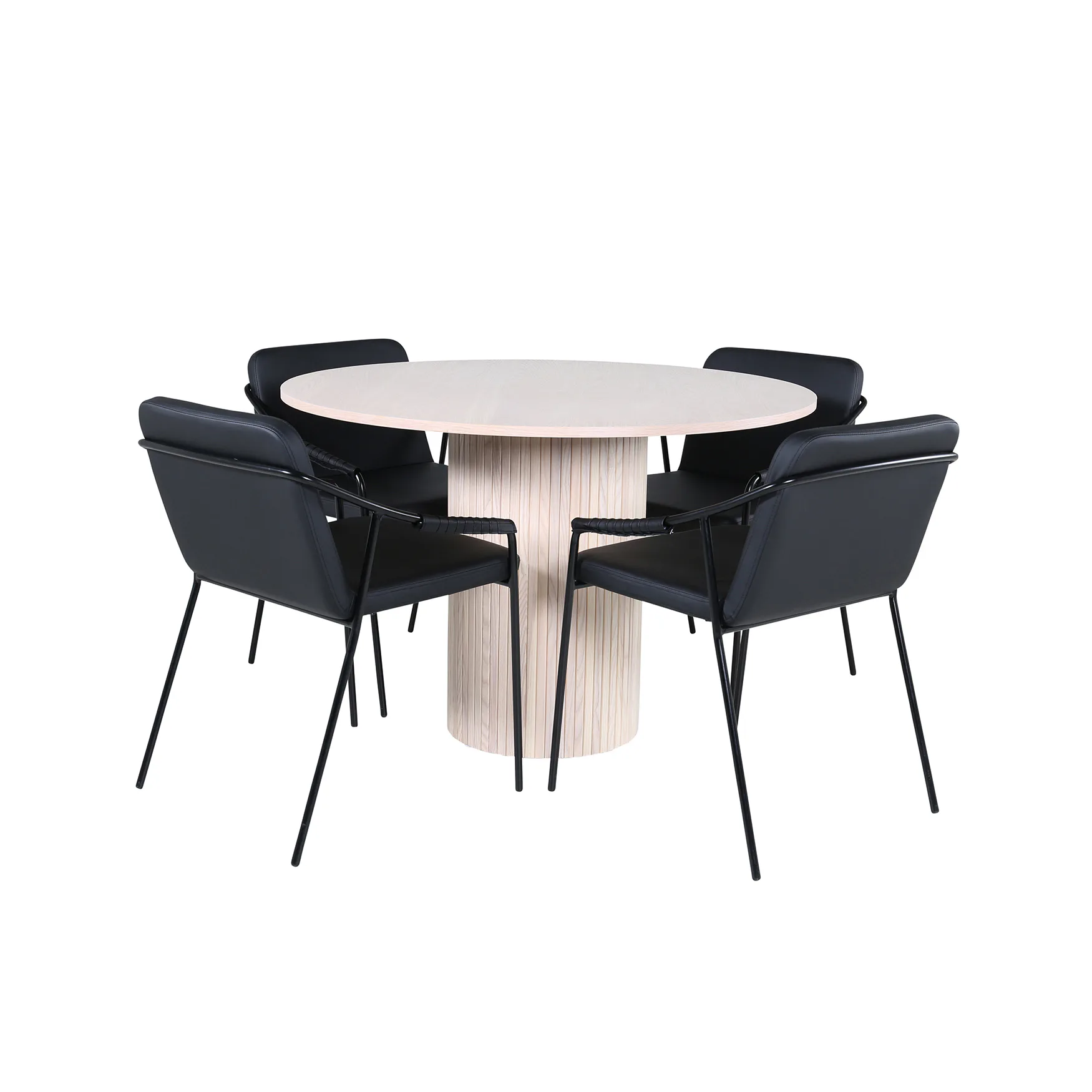 Matgrupp Venture Home med Runt Bianca Matbord och 4 Tjärö Matstolar