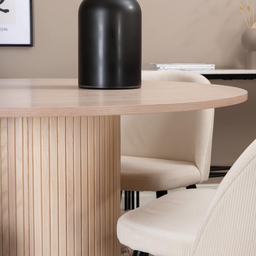 Matgrupp Venture Home Bianca Rund Benvit med 4 Valentina Stolar