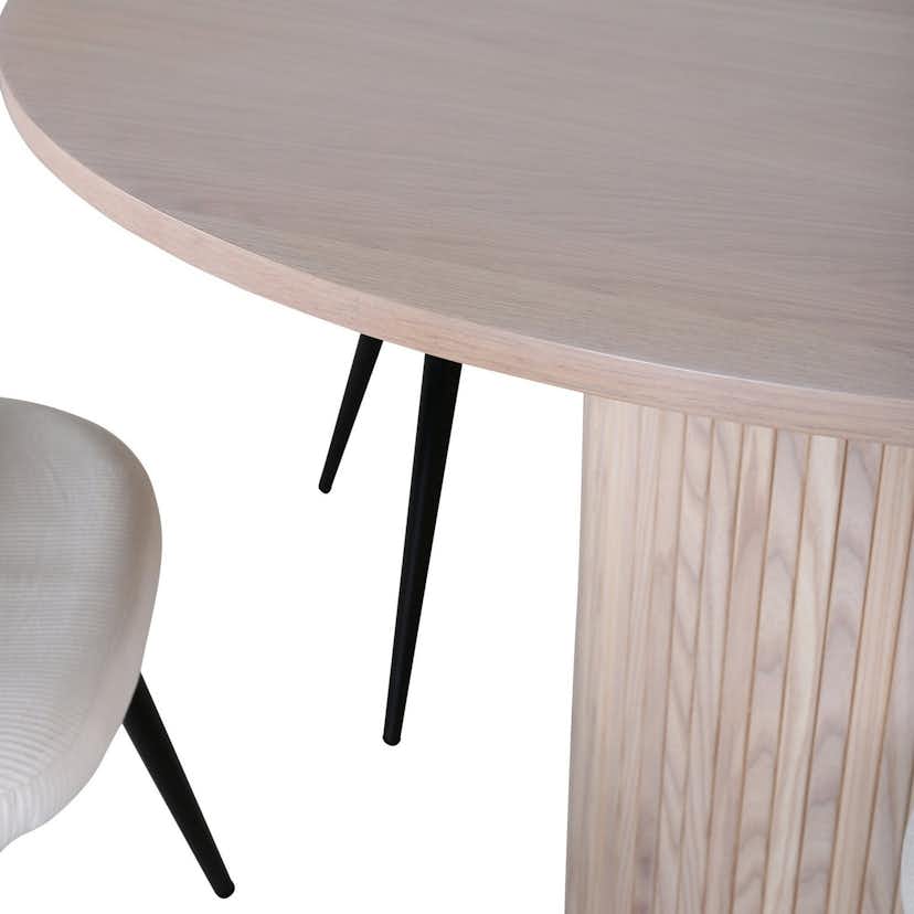 Matgrupp Venture Home Bianca Rund Benvit med 4 Valentina Stolar