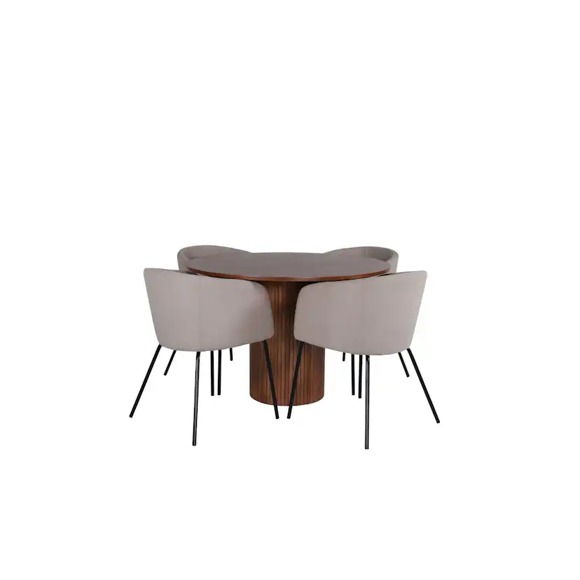 Matbord Venture Home Bianca och 4 Bergen Matstol Venture Homear i Polyester