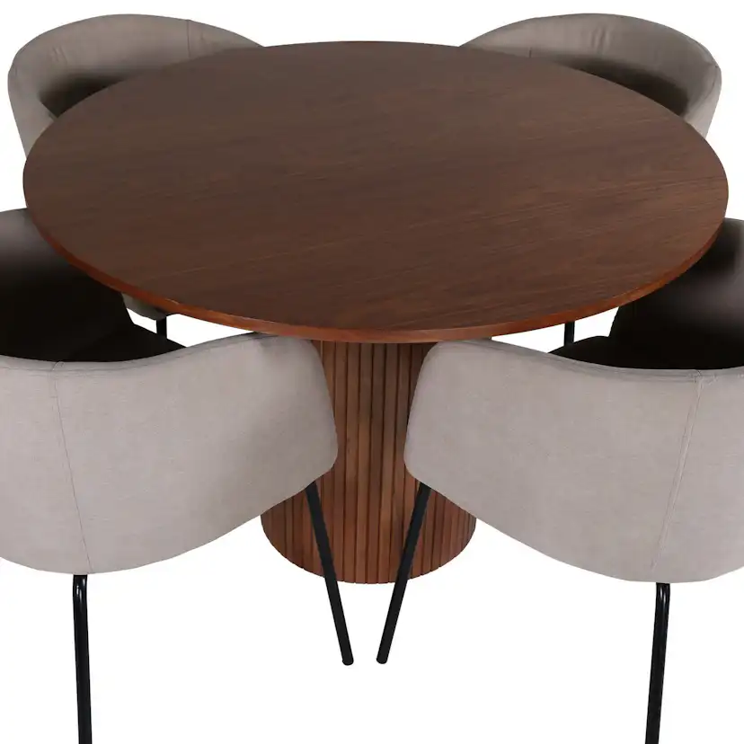 Matbord Venture Home Bianca och 4 Bergen Matstol Venture Homear i Polyester