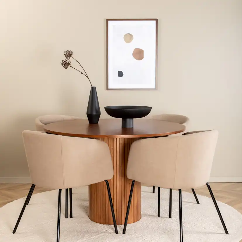 Matbord Venture Home Bianca och 4 Bergen Matstol Venture Homear i Polyester