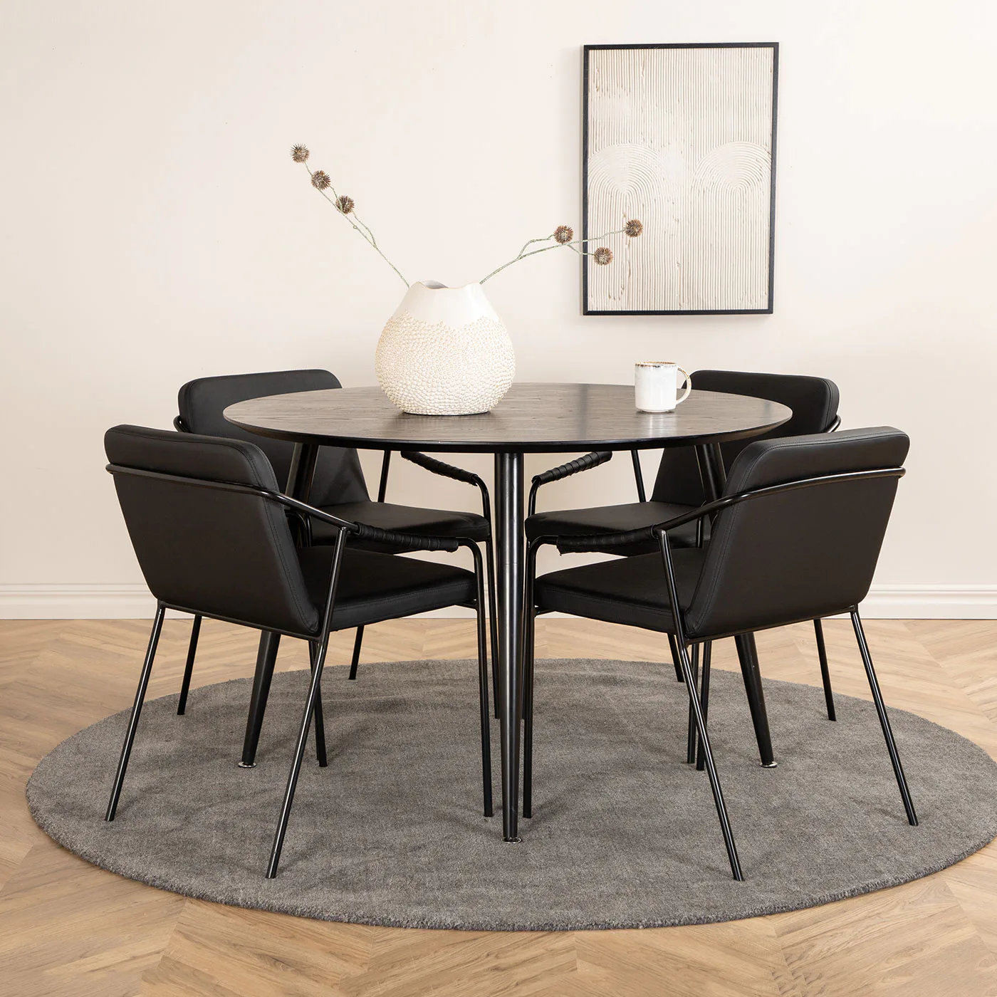 Matgrupp Venture Home Dipp Ø115 cm med 4 Tvist Stolar