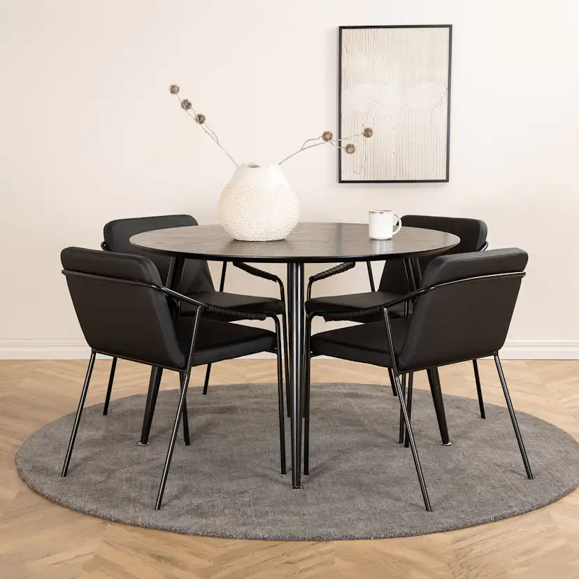 Matgrupp Venture Home Dipp Ø115 cm med 4 Tvist Stolar