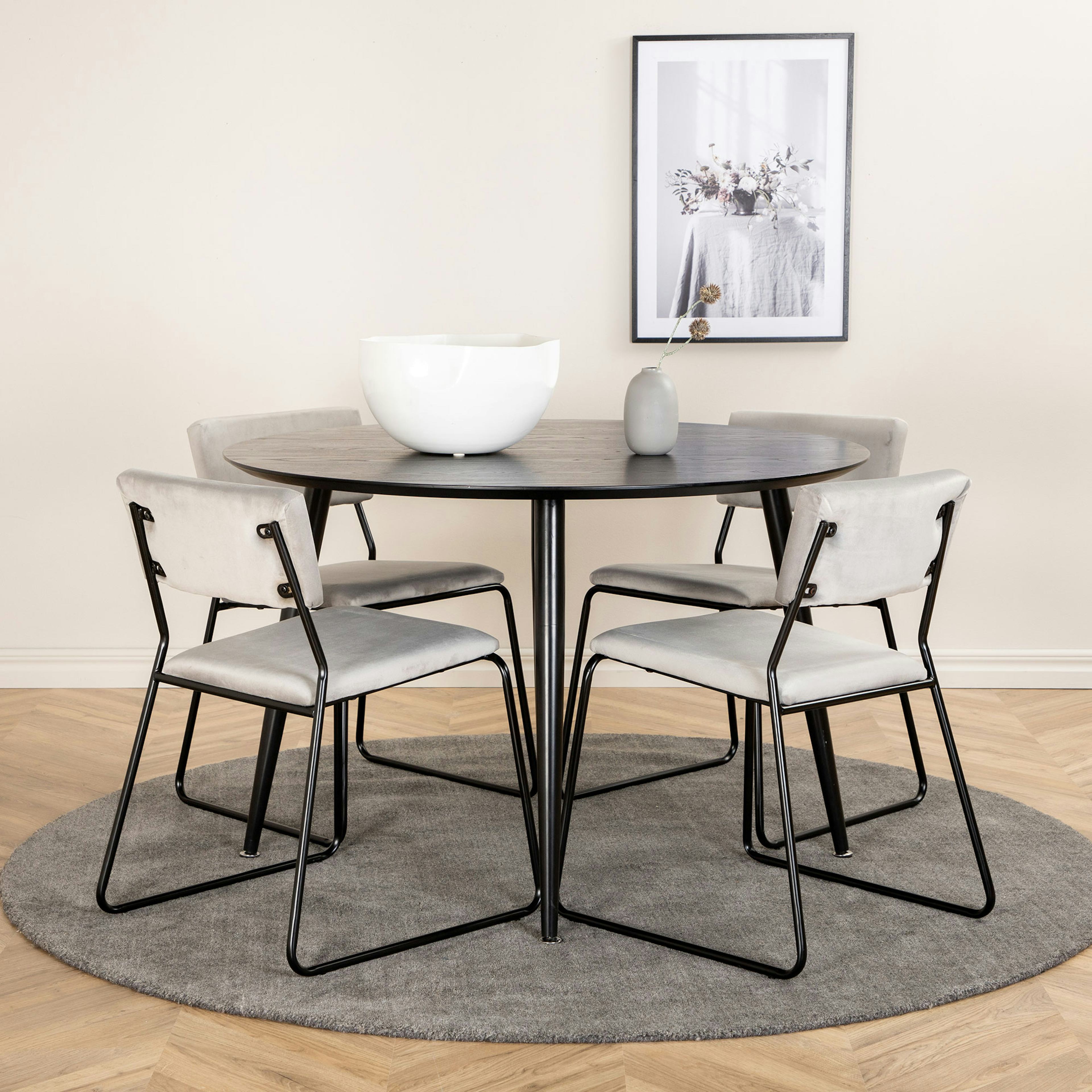 Matgrupp Venture Home Dipp Ø115 cm med 4 Kenth Stolar