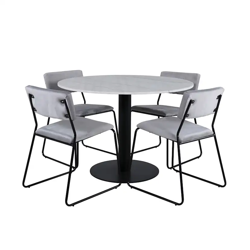 Matgrupp Venture Home med Ester Matbord och 4 Kungshamn Matstolar i Sammet