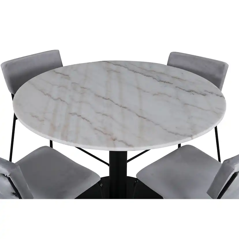 Matgrupp Venture Home med Ester Matbord och 4 Kungshamn Matstolar i Sammet