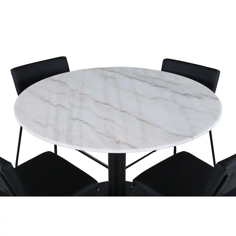 Matgrupp Venture Home med Ester Matbord och 4 Kungshamn Matstolar i Konstläder