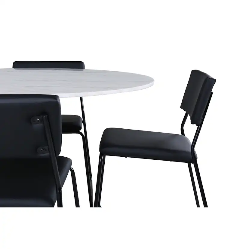 Matgrupp Venture Home med Ester Matbord och 4 Kungshamn Matstolar i Konstläder