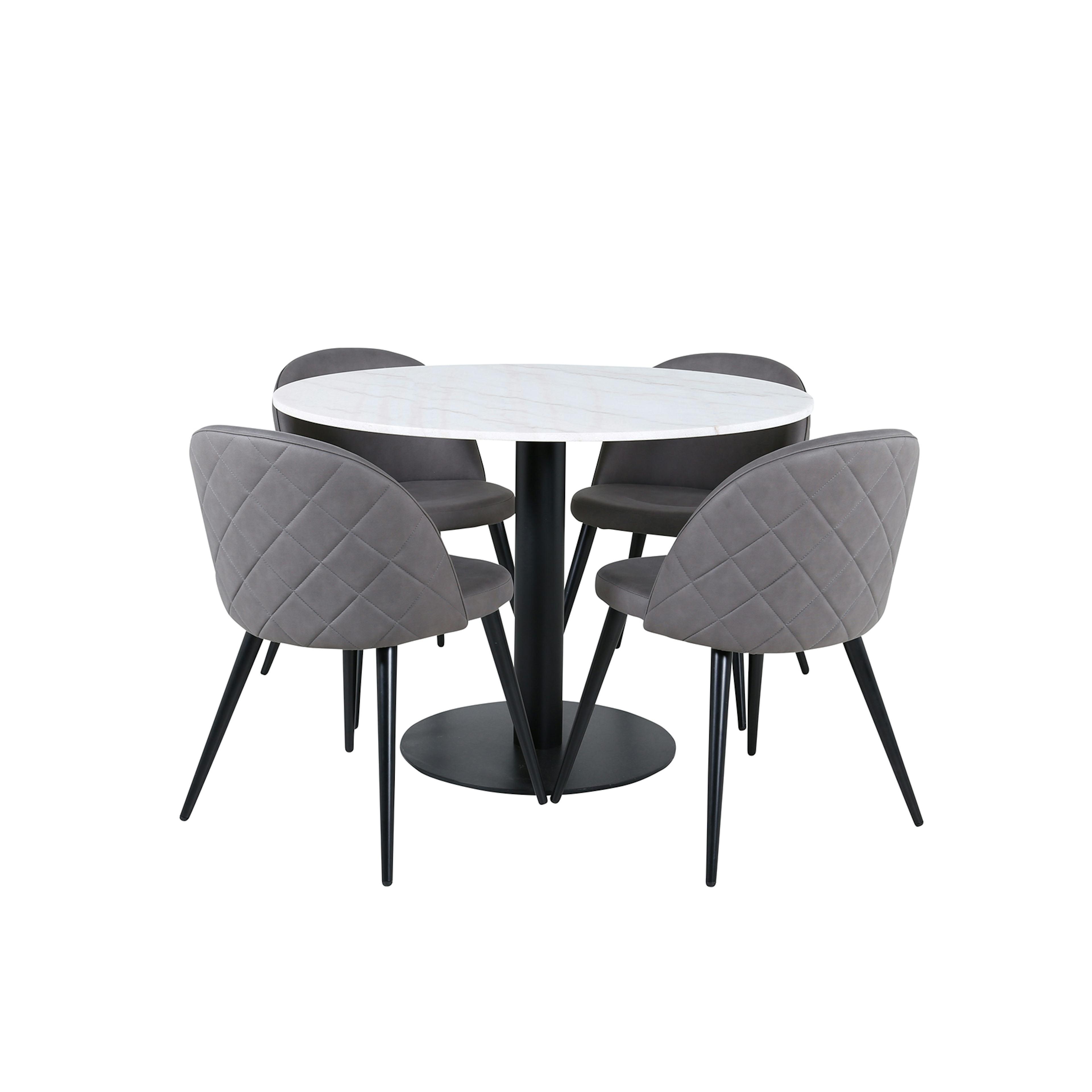 Matgrupp Venture Home med Ester Matbord och 4 Valentina Stitcthes Matstolar