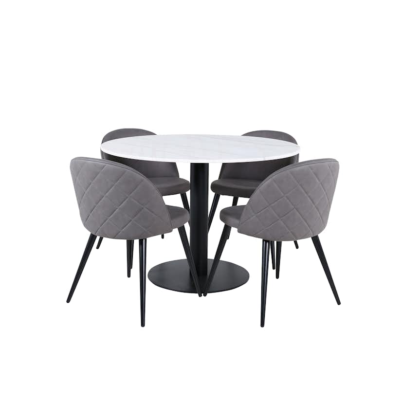 Matgrupp Venture Home med Ester Matbord och 4 Valentina Stitcthes Matstolar