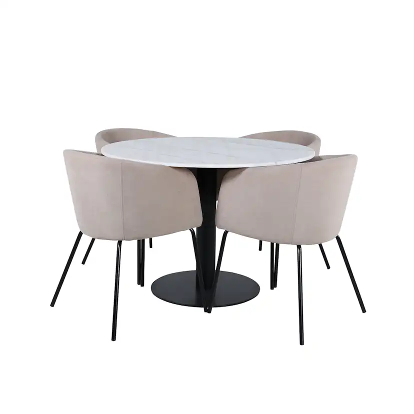 Matgrupp Venture Home Estelle Ø106 cm med 4 Berit Stolar