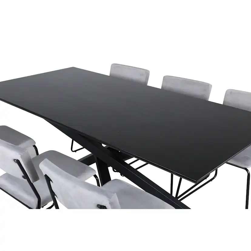 Matgrupp Venture Home med Piata Matbord och 6 Kungshamn Matstolar i Sammet