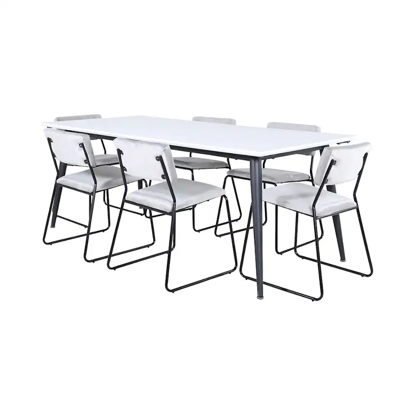 Matgrupp Venture Home Jolie med 6 Kungshamn Stolar Sammet