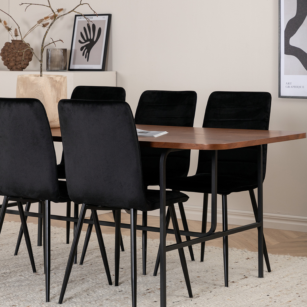 Matgrupp Venture Home Chicago matbord och Walerina matstol Brun